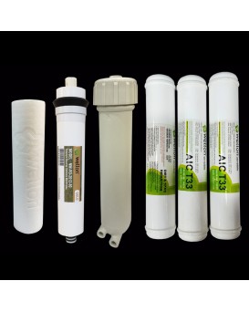 Wellon Replaceable Filter Kit (Inline Sediment, Inline Pre-Carbon, Inline Post Carbon, PP Sediment Filter, RO Membrane 80 GPD, Membrane Housing) Suitable for All Types of Water purifiers